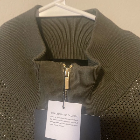 ALEEZA PARIS OLIVE GREEN ZIP UP LONG SWEATER SIZE XL - Picture 3 of 9